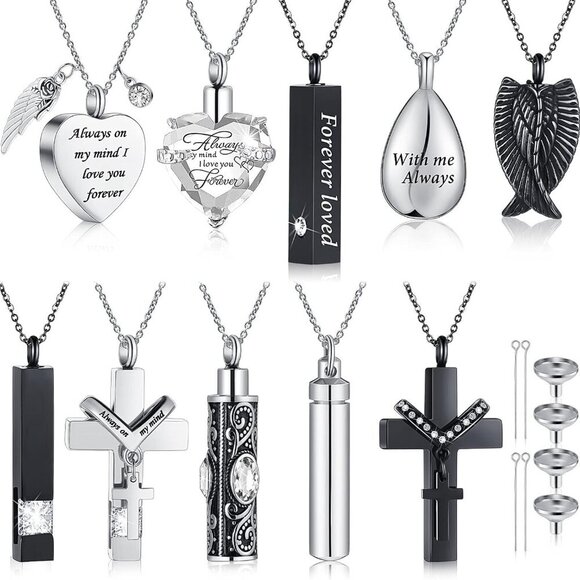 Other - Urn Necklace Cremation Jewelry Stainless Steel Zircon For Men